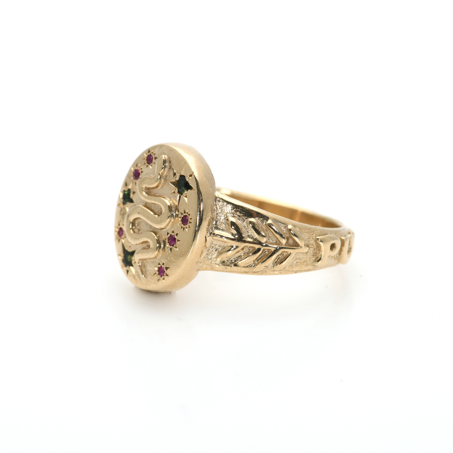 14K Gold Snake Signet Ring