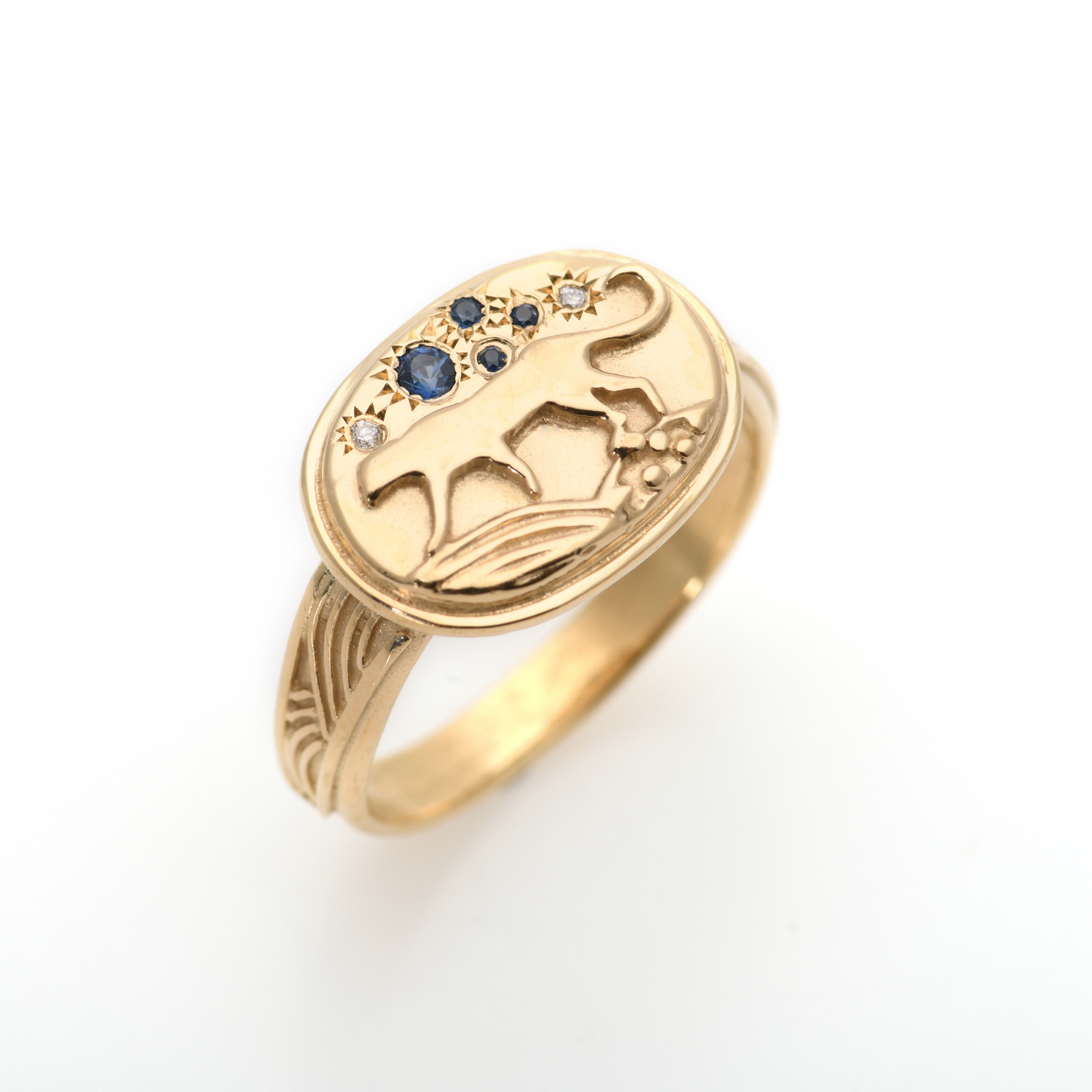 14K Gold Tiger Signet Ring