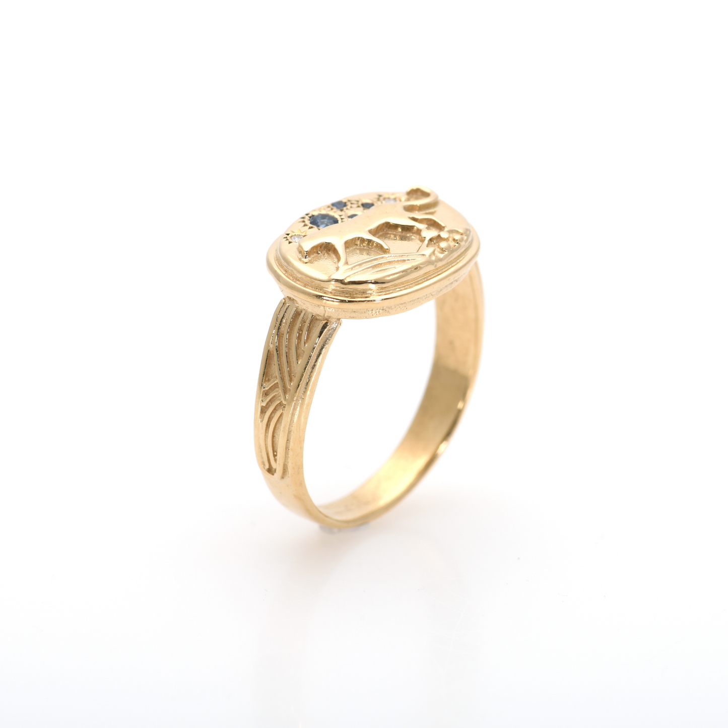 14K Gold Tiger Signet Ring