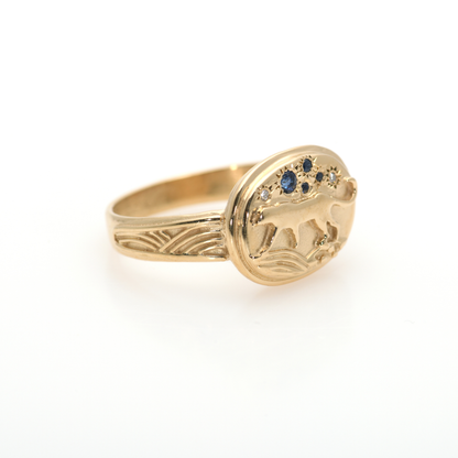 14K Gold Tiger Signet Ring