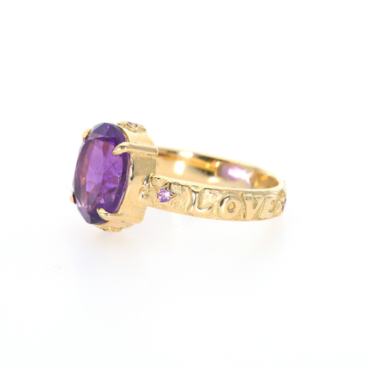 14K Gold Purple Amethyst Ring