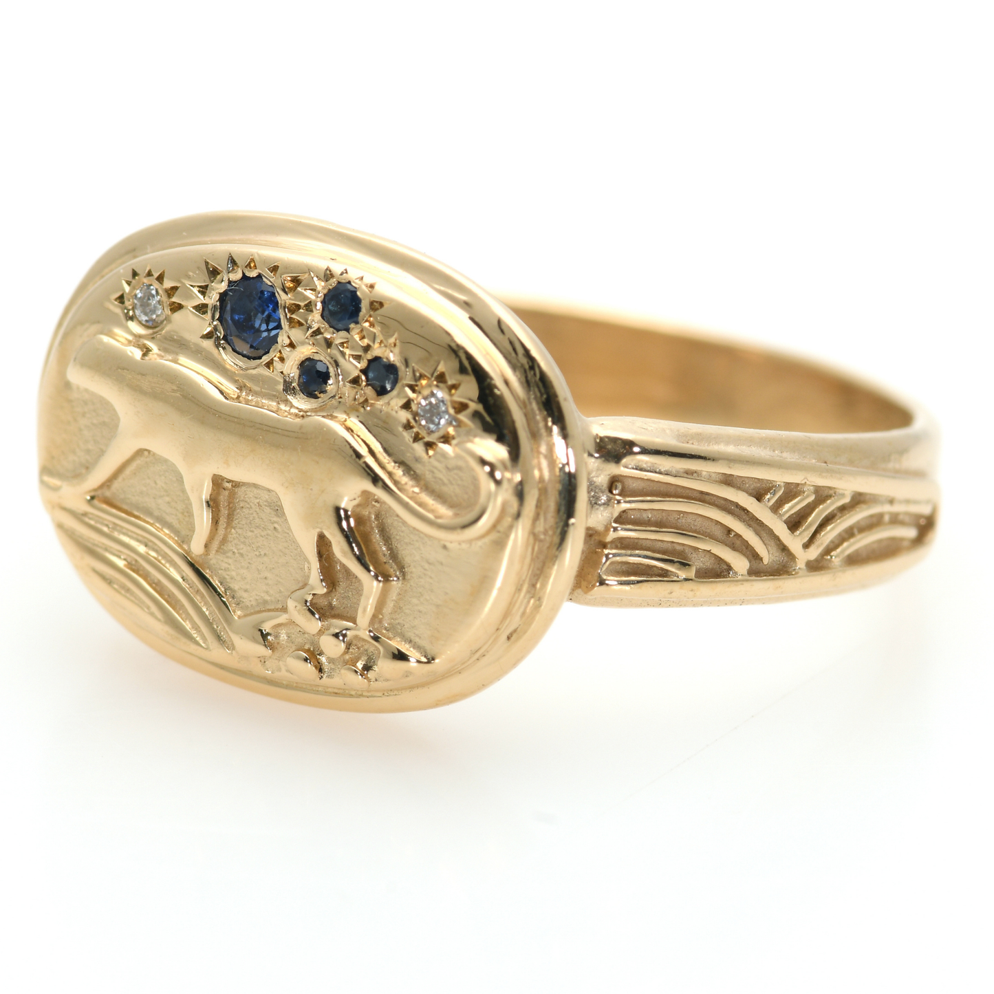 14K Gold Tiger Signet Ring