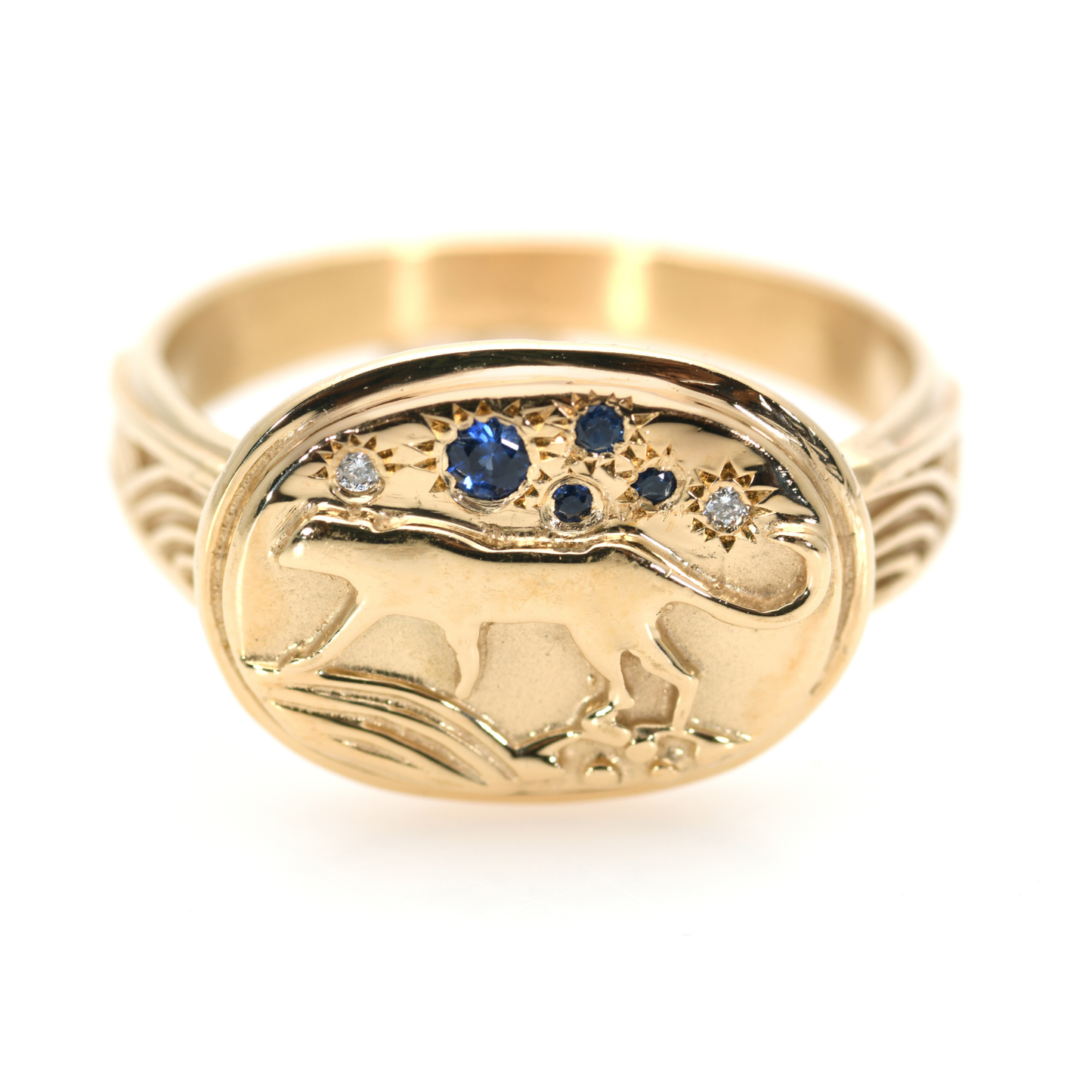 14K Gold Tiger Signet Ring