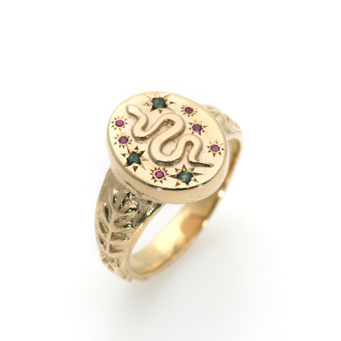 14K Gold Snake Signet Ring