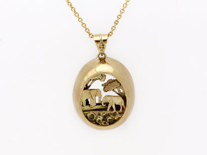 14K Elephants Pendant Necklace