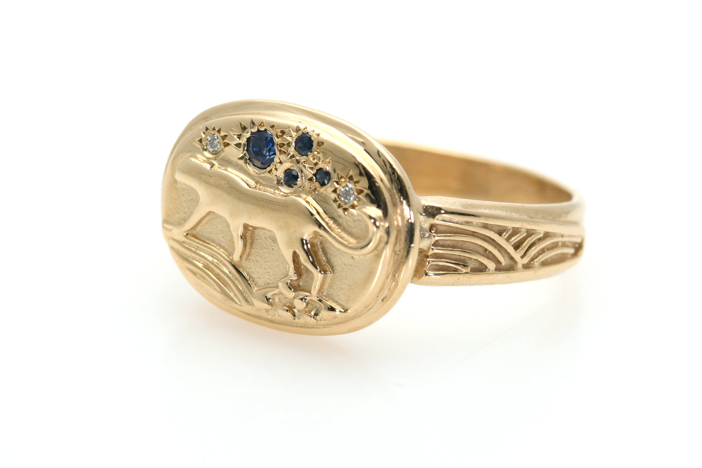 14K Gold Tiger Signet Ring